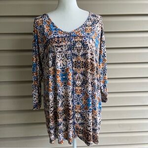 •Artisan NY• Soft Knit Patterned Pullover Tunic Top - Size 1X